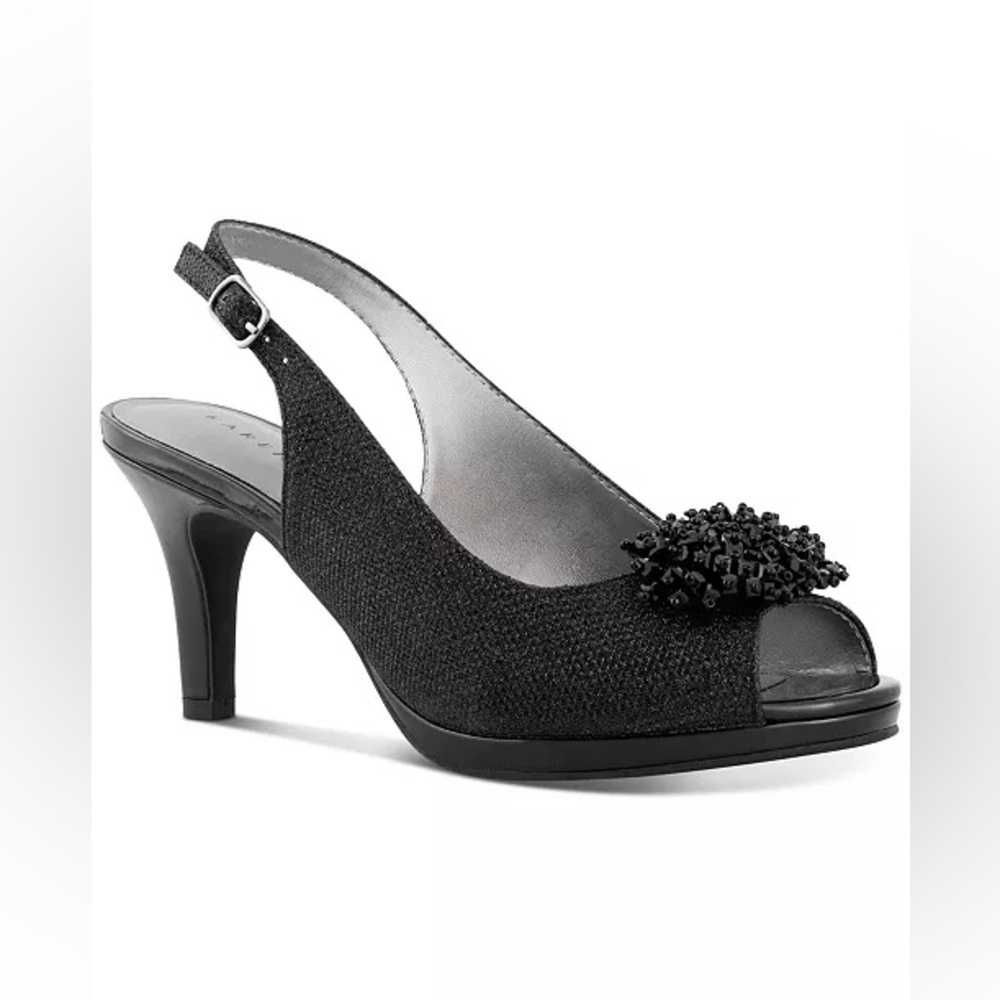 🖤🖤 Karen Scott Womens Breena Peep Toe Slingback Classic Pumps, Black Size 6M